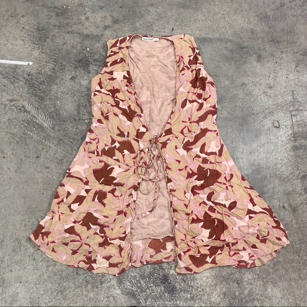 ROLLER RABBIT Camo Floral Mini Wrap Dress Small